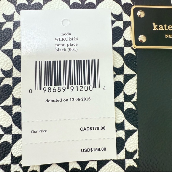 NWT Kate Spade Vibrant Black/White Neda Wallet - Picture 5 of 5